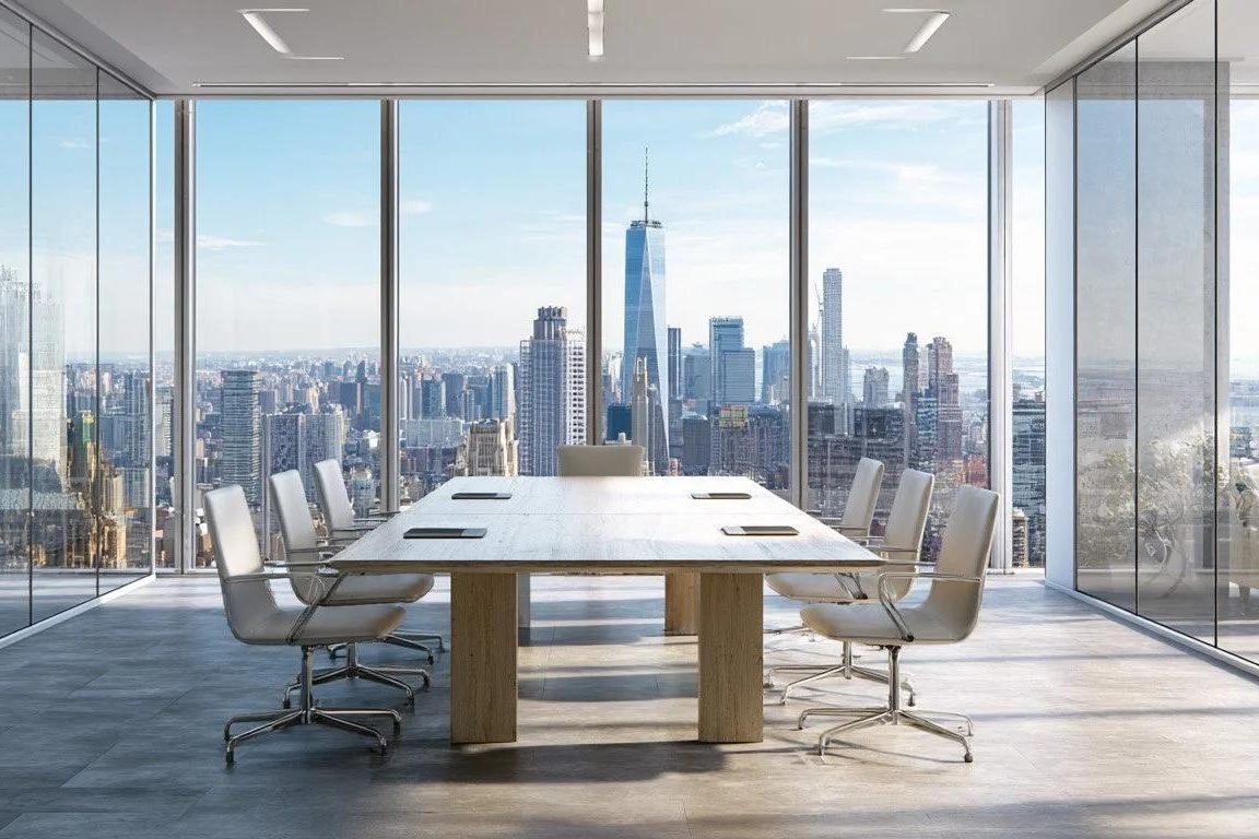 Conference room overlooking the Lower Manhattan skyline